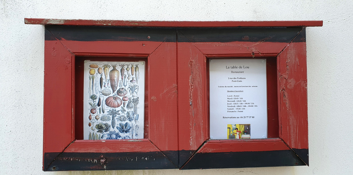Le menu de saison des plats faits maison du restaurant la Table de Lou dans le Pont-Croix médiéval